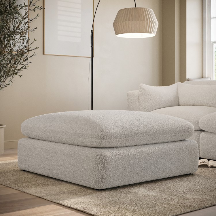Beige Boucle Footstool - Hudson