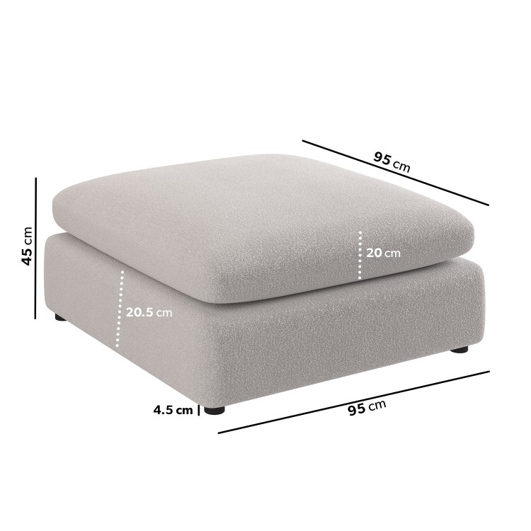Beige Boucle Footstool - Hudson