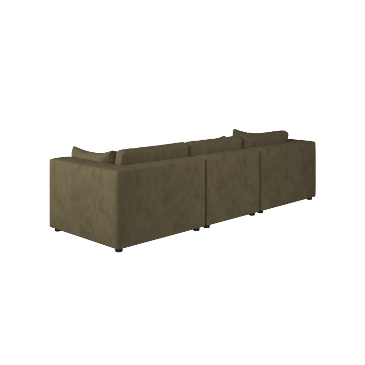 ALMOST PERFECT - Hudson Khaki Green Velvet 4 Seater Sofa