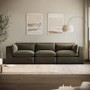 Large Khaki Green Velvet 4 Seater Sofa - Hudson