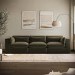 Large Khaki Green Velvet 4 Seater Sofa - Hudson