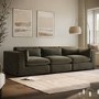Large Khaki Green Velvet 4 Seater Sofa - Hudson