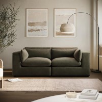 Khaki Green Velvet 3 Seater Sofa - Hudson Khaki Green Velvet 3 Seater Sofa - Hudson