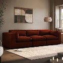 HSN015S Large Burnt Orange Velvet 4 Seater Sofa - Hudson
