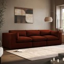 HSN015S Large Burnt Orange Velvet 4 Seater Sofa - Hudson