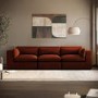 Large Burnt Orange Velvet 4 Seater Sofa - Hudson