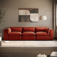 Large Burnt Orange Velvet 4 Seater Sofa - Hudson Large Burnt Orange Velvet 4 Seater Sofa - Hudson