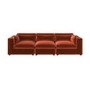 Large Burnt Orange Velvet 4 Seater Sofa - Hudson