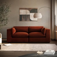 Burnt Orange Velvet 3 Seater Sofa - Hudson