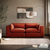 Burnt Orange Velvet 3 Seater Sofa - Hudson Burnt Orange Velvet 3 Seater Sofa - Hudson