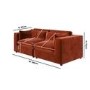 Burnt Orange Velvet 3 Seater Sofa - Hudson