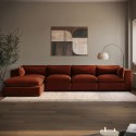 HSN017S Burnt Orange Velvet 5 Seater L-Shape Corner Sofa with Reversible Chaise - Hudson
