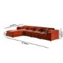 Burnt Orange Velvet 5 Seater L-Shape Corner Sofa with Reversible Chaise - Hudson