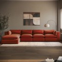 HSN017S Burnt Orange Velvet 5-Seater L-Shape Corner Sofa with Reversible Chaise - Hudson