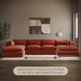 Large Burnt Orange Velvet Reversible 5 Seater Chaise Corner Sofa - Hudson