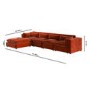 Large Burnt Orange Velvet Reversible 5 Seater Chaise Corner Sofa - Hudson