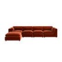 Large Burnt Orange Velvet Reversible 5 Seater Chaise Corner Sofa - Hudson