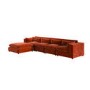Large Burnt Orange Velvet Reversible 5 Seater Chaise Corner Sofa - Hudson