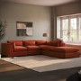 Large Burnt Orange Velvet 5 Seater Modular Corner Sofa - Hudson