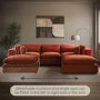 Large Burnt Orange Velvet 5 Seater Modular Corner Sofa - Hudson