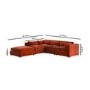 Large Burnt Orange Velvet 5 Seater Modular Corner Sofa - Hudson