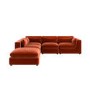 Large Burnt Orange Velvet 5 Seater Modular Corner Sofa - Hudson
