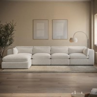 ALMOST PERFECT - Large Beige Boucle Reversible 5 Seater Chaise Corner Sofa - Hudson