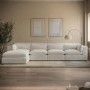 ALMOST PERFECT - Large Beige Boucle Reversible 5 Seater Chaise Corner Sofa - Hudson