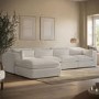 ALMOST PERFECT - Large Beige Boucle Reversible 5 Seater Chaise Corner Sofa - Hudson