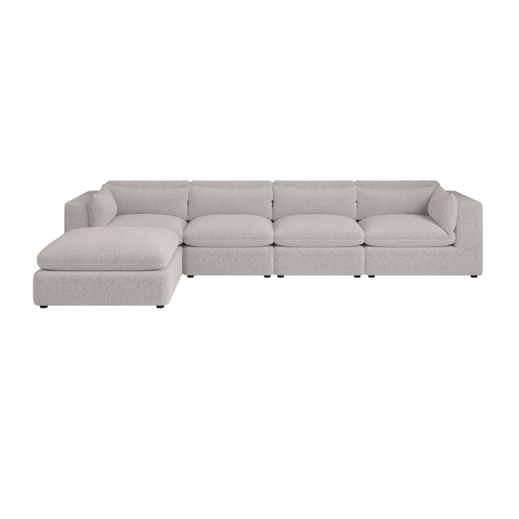 ALMOST PERFECT - Large Beige Boucle Reversible 5 Seater Chaise Corner Sofa - Hudson