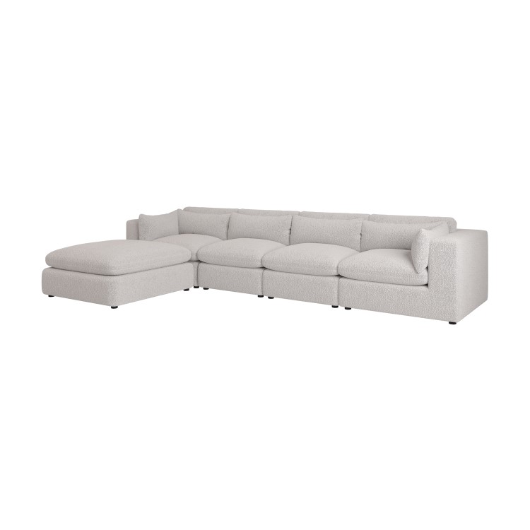 Beige Boucle 5 Seater L-Shape Corner Sofa with Reversible Chaise - Hudson