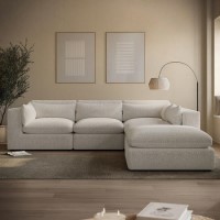 Large Beige Boucle 5 Seater Modular Corner Sofa - Hudson