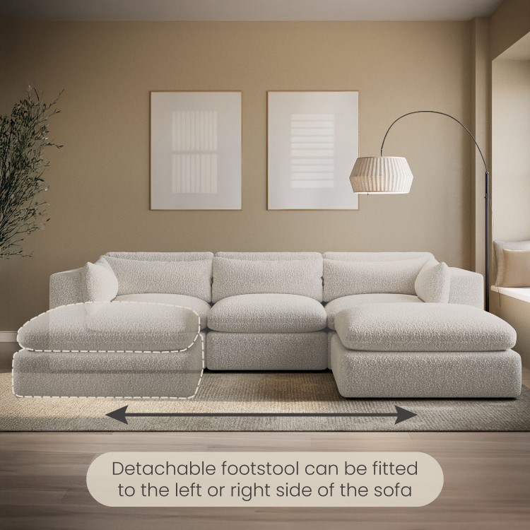 Large Beige Boucle 5 Seater Modular Corner Sofa - Hudson