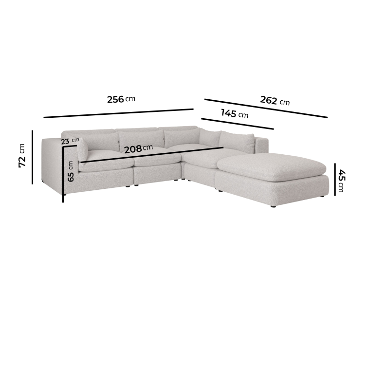 Large Beige Boucle 5 Seater Modular Corner Sofa - Hudson