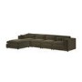 Large Khaki Green Velvet 5 Seater L-Shape Corner Sofa with Reversible Chaise - Hudson