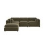 Large Khaki Velvet 5 Seater Modular Corner Sofa - Hudson