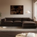 HSN023S Chocolate Brown Velvet 4 Seater L-Shape Corner Sofa with Reversible Chaise - Hudson