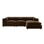 Chocolate Brown Velvet 4-Seater L-Shape Corner Sofa with Reversible Chaise - Hudson
