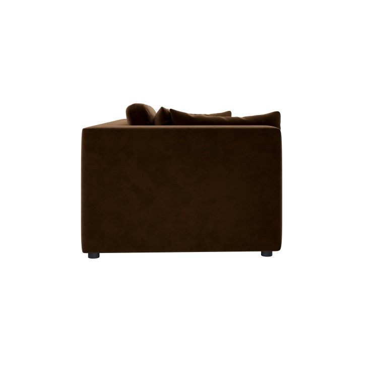 Chocolate Brown Velvet 4 Seater Sofa - Hudson