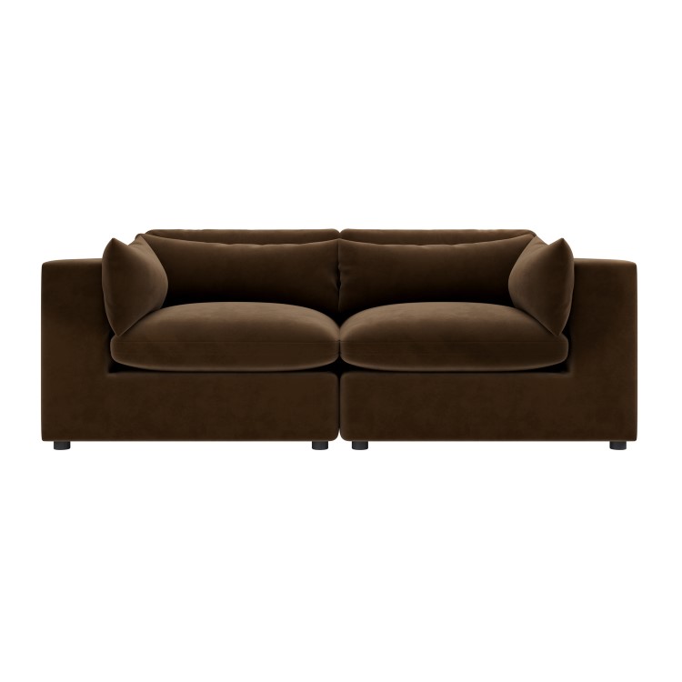 Chocolate Brown Velvet 3 Seater Sofa - Hudson 