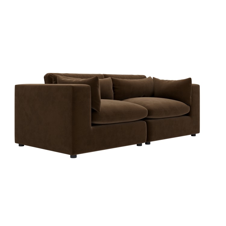 Chocolate Brown Velvet 3 Seater Sofa - Hudson 