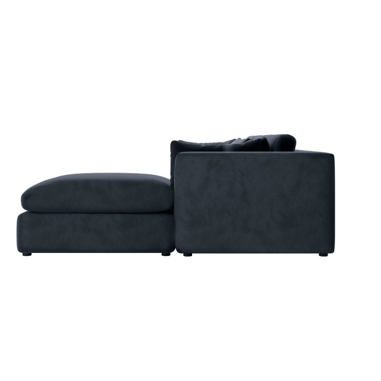 Large Charcoal Grey Velvet Reversible 4 Seater Chaise Corner Sofa - Hudson