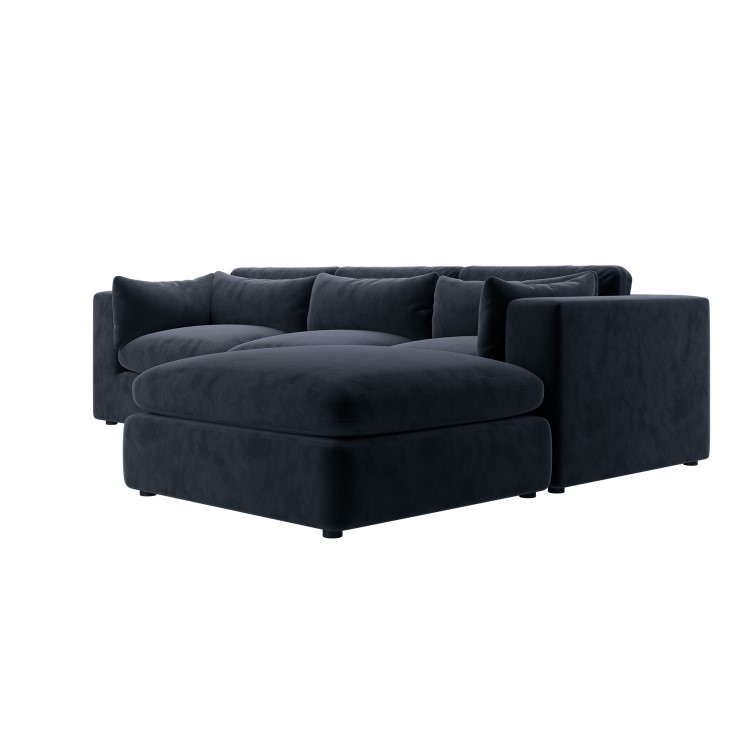 Large Charcoal Grey Velvet Reversible 4 Seater Chaise Corner Sofa - Hudson