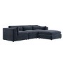 Large Charcoal Grey Velvet Reversible 4 Seater Chaise Corner Sofa - Hudson