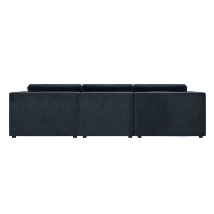 Large Charcoal Grey Velvet Reversible 4 Seater Chaise Corner Sofa - Hudson