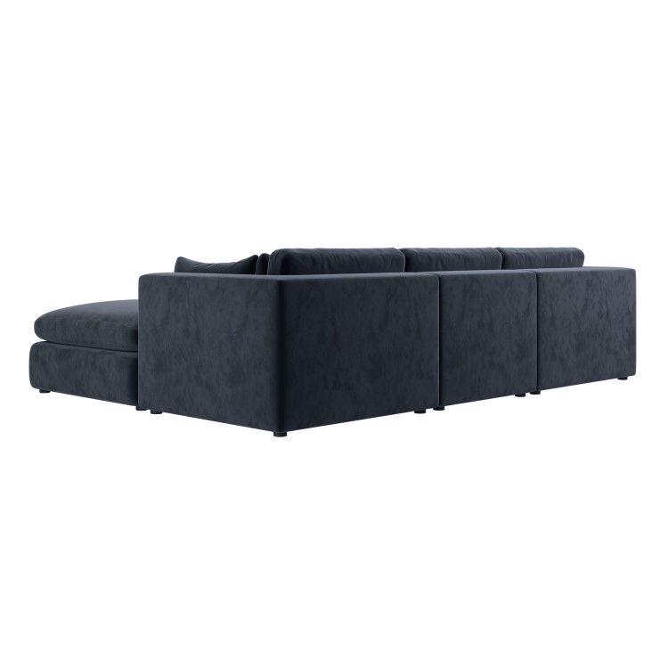 Large Charcoal Grey Velvet Reversible 4 Seater Chaise Corner Sofa - Hudson
