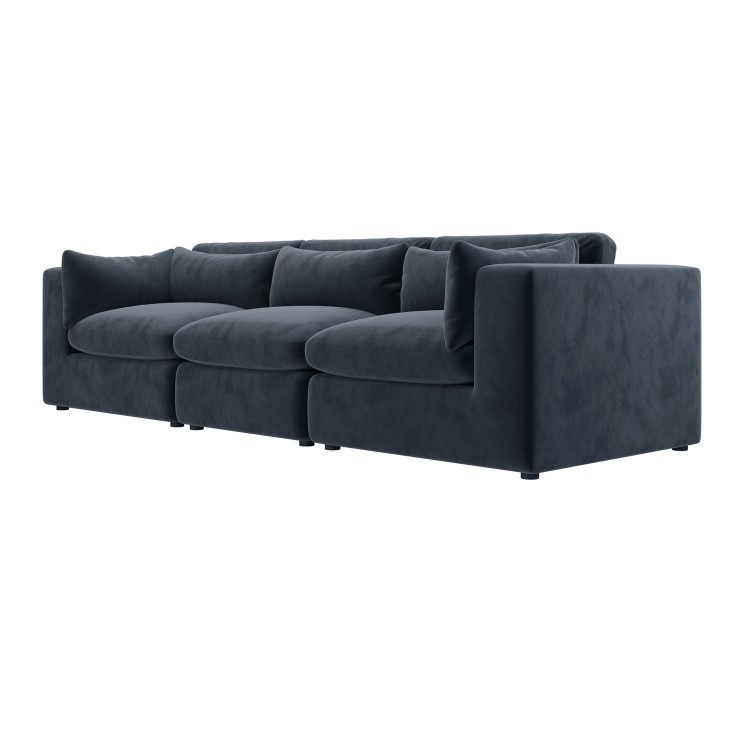 Charcoal Velvet 4 Seater Sofa - Hudson 
