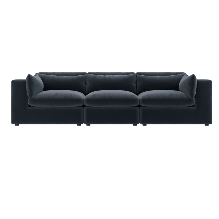 Charcoal Velvet 4 Seater Sofa - Hudson 