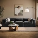 HSN028S Large Charcoal Grey Velvet 4 Seater Sofa - Hudson