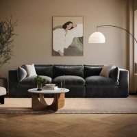 Charcoal Velvet 4 Seater Sofa - Hudson 